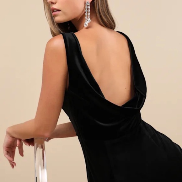 Lulus Ravishing Poise Black Velvet Cowl Back Sleeveless Maxi Dress - Size XL - Picture 4 of 4